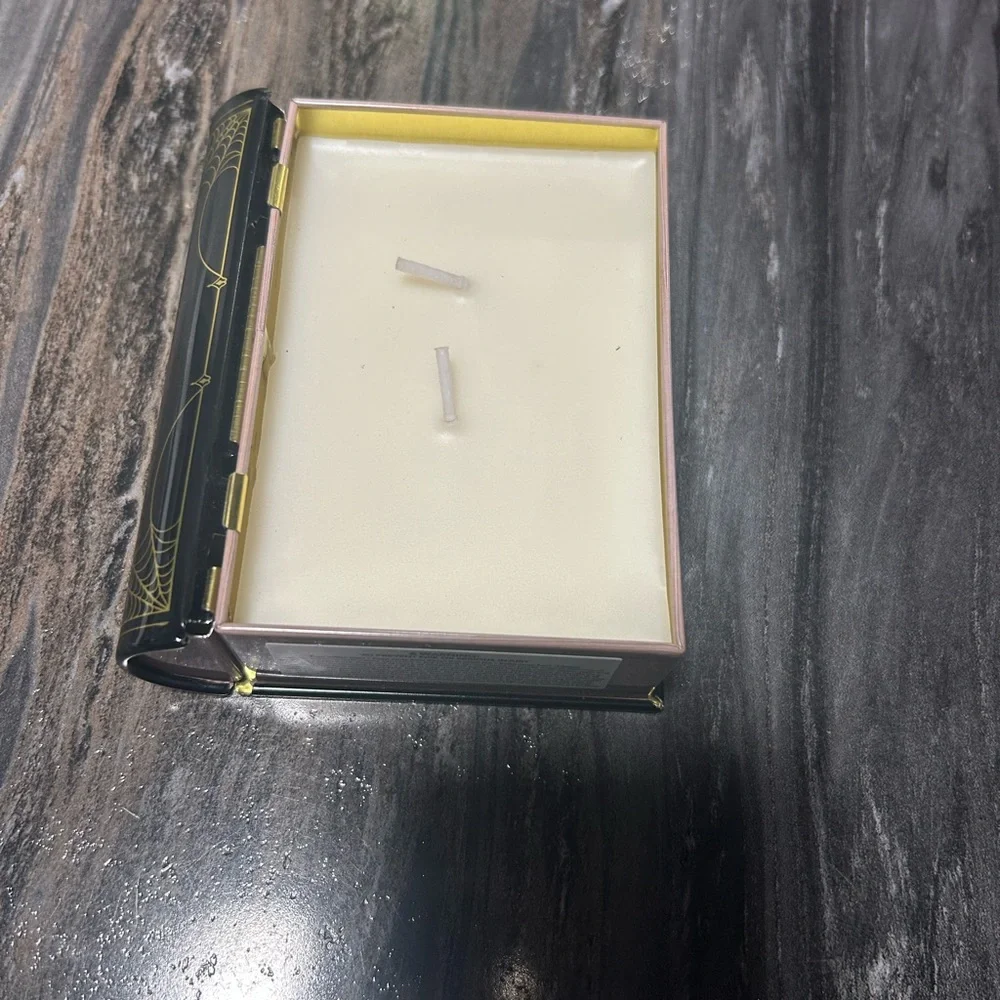 Black and Gold Book of Spells Decorative canister box with candle